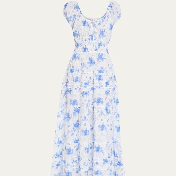 LOVESHACKFANCY Magdaline Puff-Sleeve Cotton Maxi Dress - Picture 1 of 6